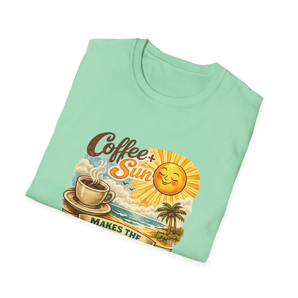 Coffee + Sun Makes the Heart Shine T-Shirt | Tropical Coffee Graphic Tee