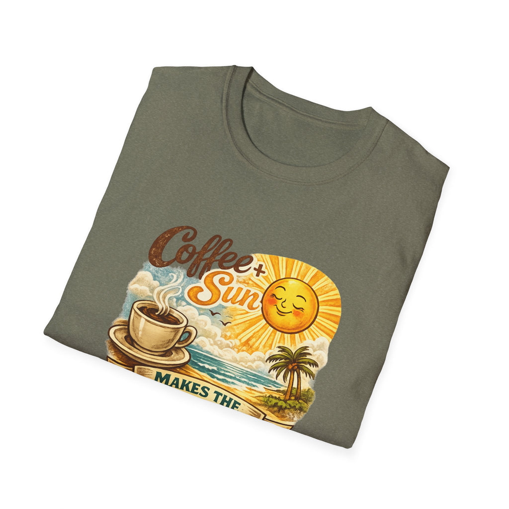 Coffee + Sun Makes the Heart Shine T-Shirt | Tropical Coffee Graphic Tee