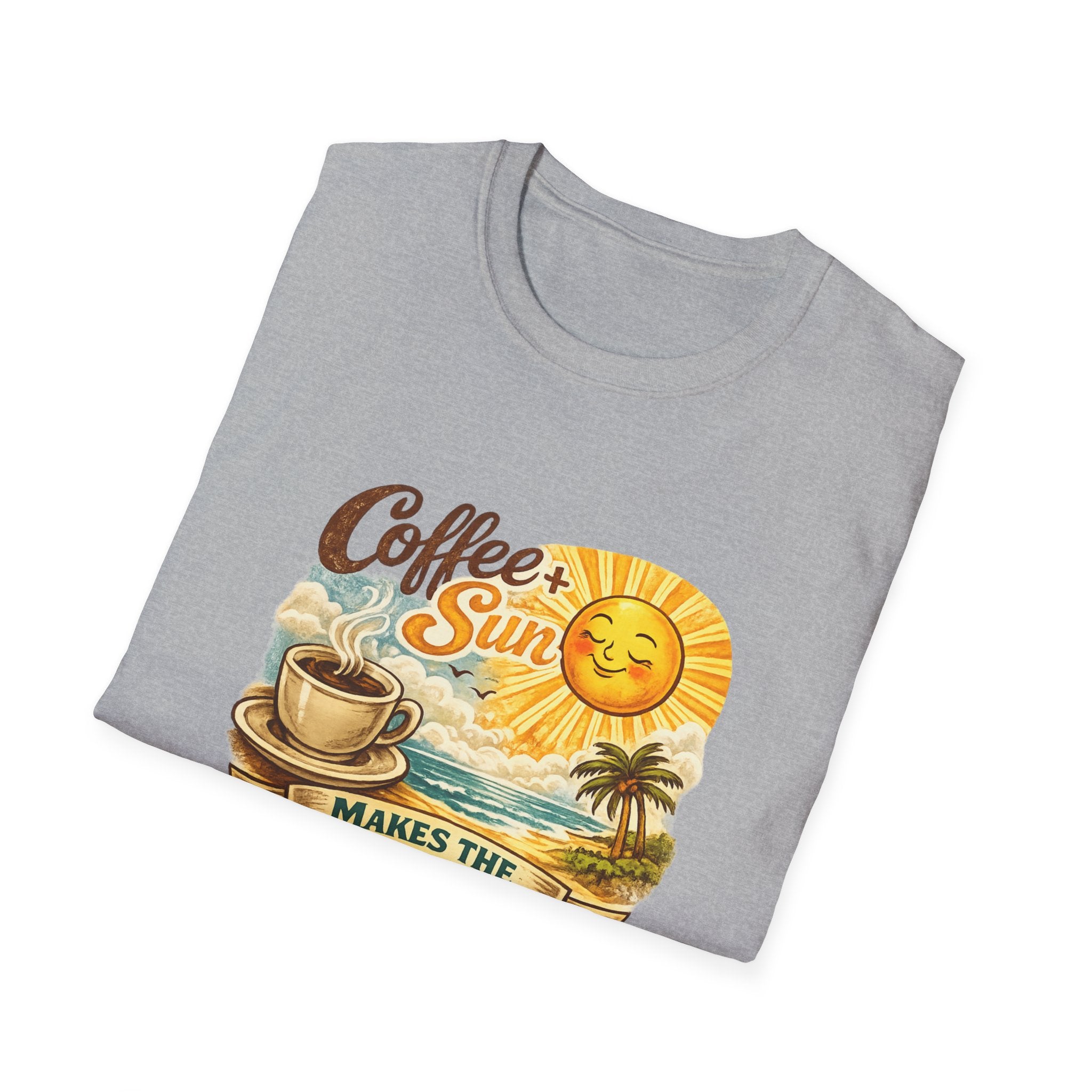 Coffee + Sun Makes the Heart Shine T-Shirt | Tropical Coffee Graphic Tee