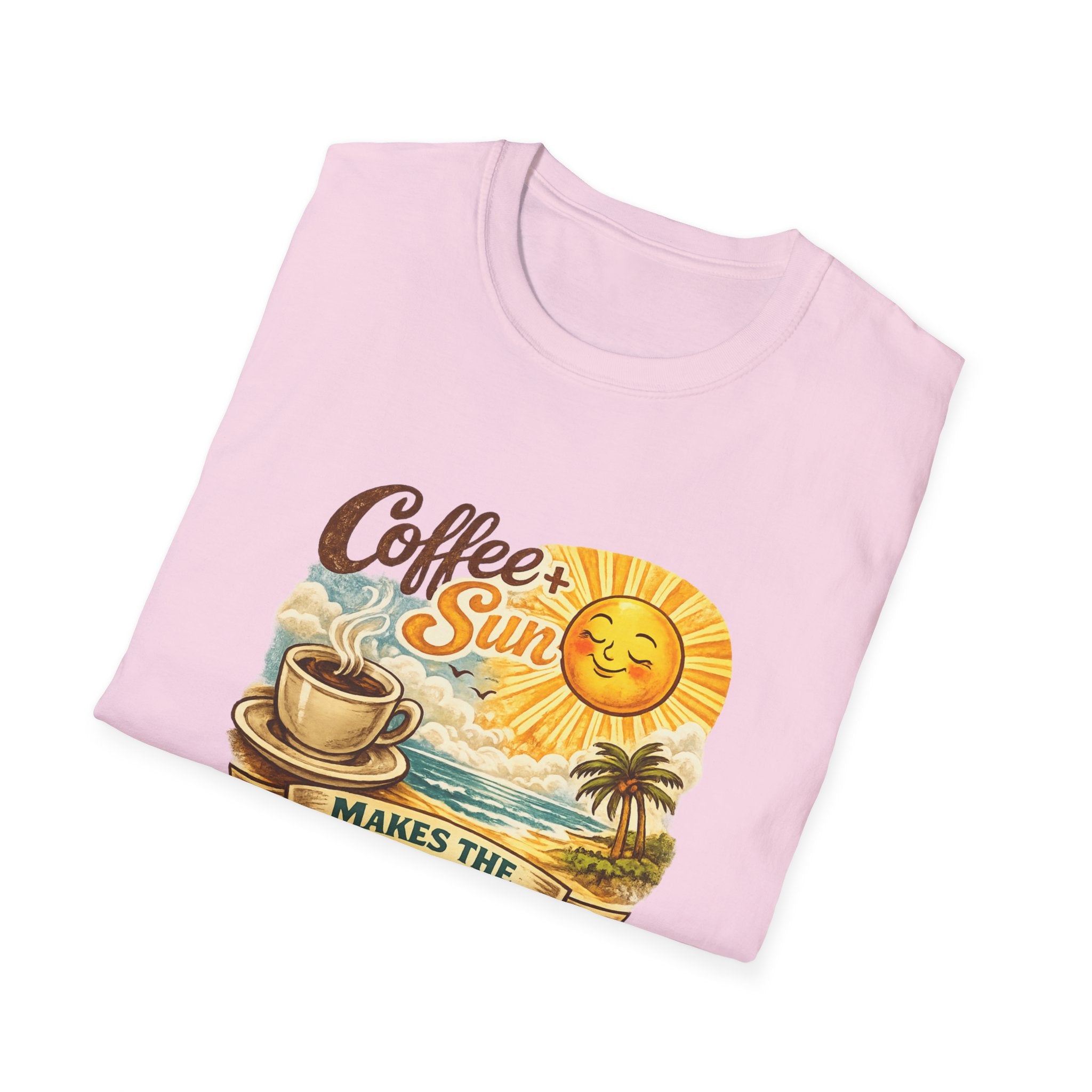 Coffee + Sun Makes the Heart Shine T-Shirt | Tropical Coffee Graphic Tee