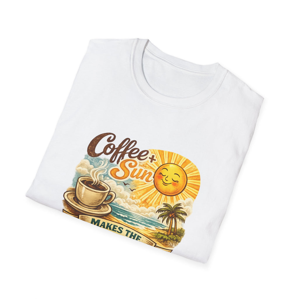 Coffee + Sun Makes the Heart Shine T-Shirt | Tropical Coffee Graphic Tee