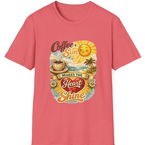 Coffee + Sun Makes the Heart Shine T-Shirt | Tropical Coffee Graphic Tee